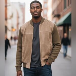 B8 Mens Vintage Sears Sportswear Leather Suede Blender Military Bomber Jacket L